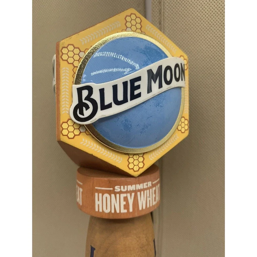 Blue Moon Summer Honey Wheat Limited Wooden Tap Handle Man Cave Decor 11